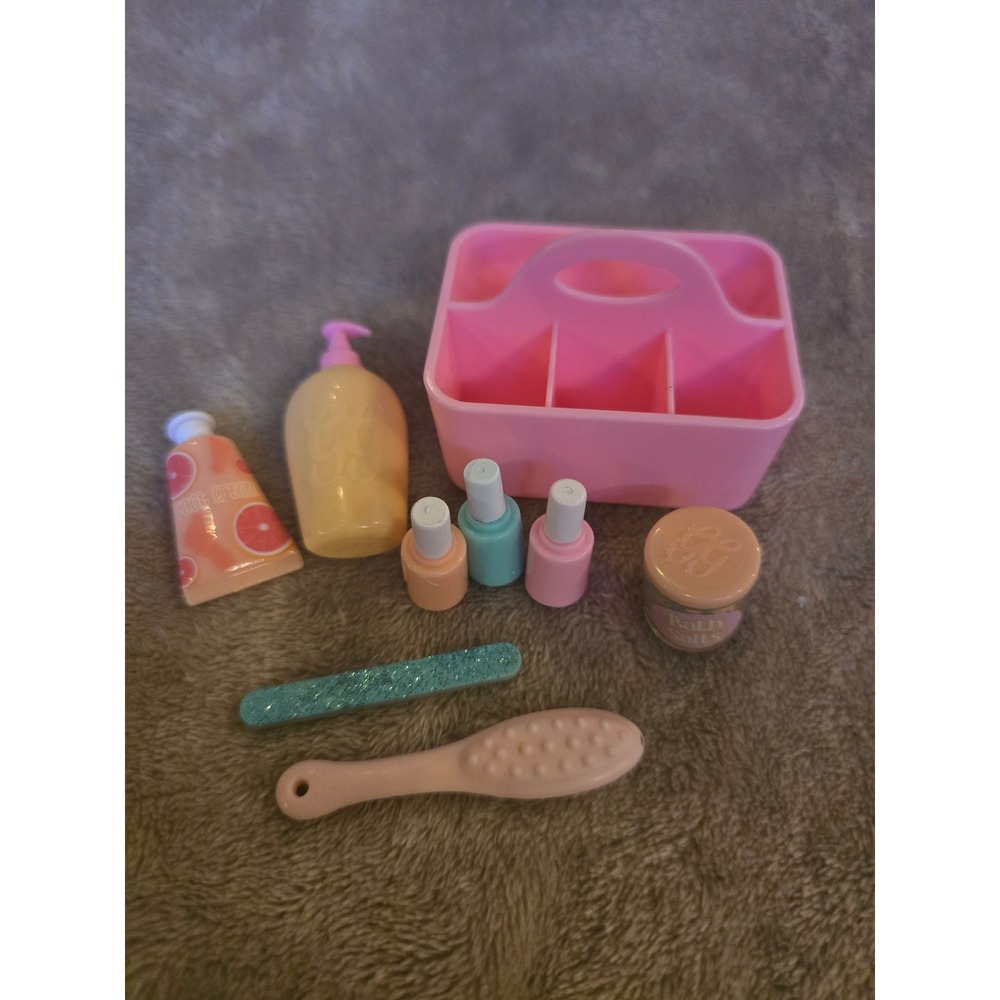 Glitter Girls Doll Spa Manicure Accessory Set Pink Caddy Nail Polish Battat